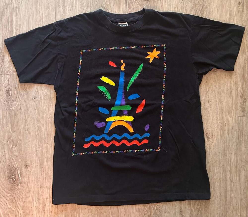 Vintage Alma Mater Paris Eiffel Tower Graphic T-Shirt XXL